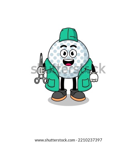 Illustration of golf ball mascot as a surgeon , character design