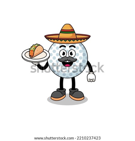 Character cartoon of golf ball as a mexican chef , character design