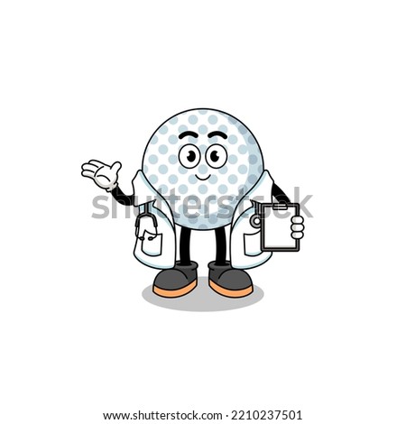 Cartoon mascot of golf ball doctor , character design