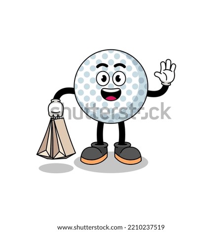 Cartoon of golf ball shopping , character design