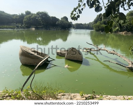 image of drowning boat in river water 