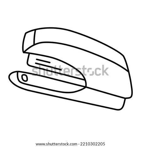 Desk stapler doodle icon, office supplies, school stationery, vector illustration of desktop stapler, isolated outline clipart on white background