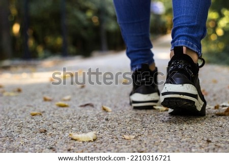 Walking in nature on fall leaves