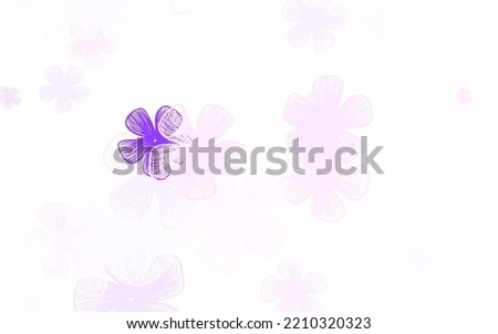 Light Purple vector natural backdrop with flowers. Glitter abstract illustration with flowers. Hand painted design for web, wrapping.