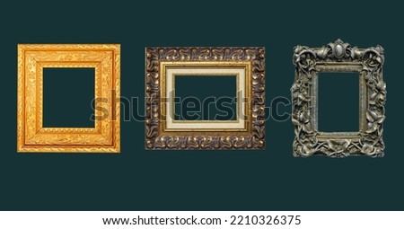 Collection of old  frames  isolated on a dark background. Artistic canvas and frames design element.