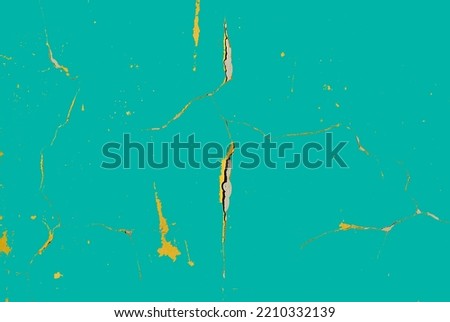 bright colors on cracked wall, blue surface