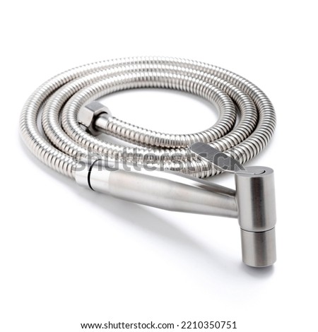 stainless shower hose isolated on white background