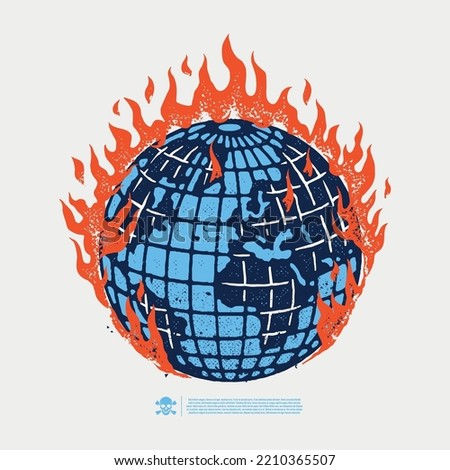 Burning globe. Great for printing on t-shirts, stickers and more.