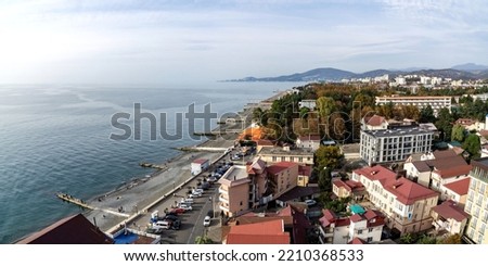 view of the outskirts of Adler and Sochi with the sea coast Royalty-Free Stock Photo #2210368533