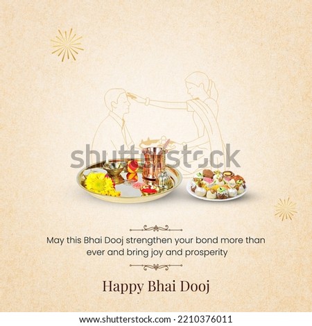 Happy Bhai Dooj with Pooja Thali Royalty-Free Stock Photo #2210376011
