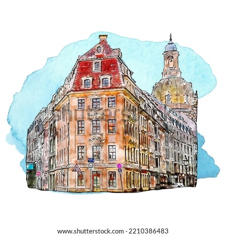 Architecture sachsen germany watercolor hand drawn illustration isolated on white background