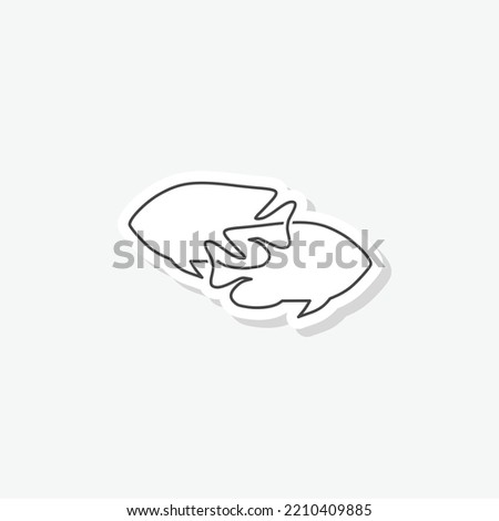 Line Fish icon sticker isolated on white background