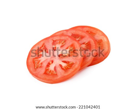 Tomato slice isolated on white background Royalty-Free Stock Photo #221042401