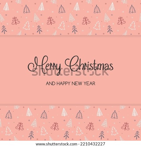 Design of a card with Christmas trees and wishes. Vector