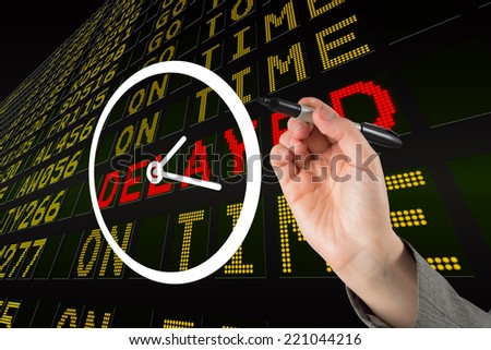Composite image of business person drawing a white clock