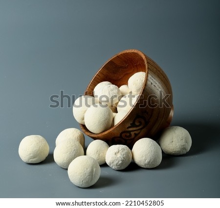 national Asian salty cottage cheese delicacy - kurt, rolled into balls and dried