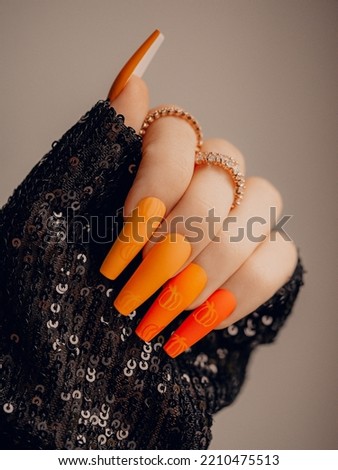Beautiful art manicure design nails. Halloween nail art design.
