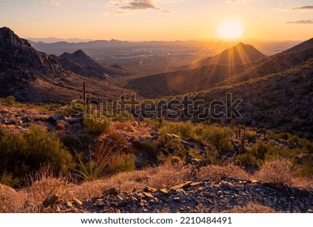 View from Bell Pass trail in the McDowell mountains overlooking Scottsdale Arizona 