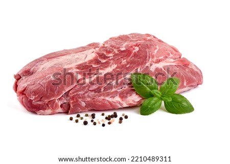 Pork Neck Meat isolated on white Background Royalty-Free Stock Photo #2210489311
