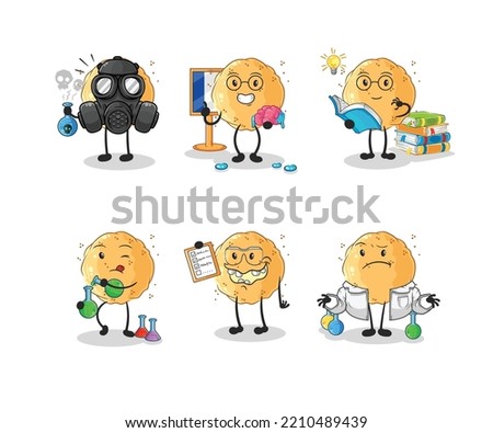 the sand ball scientist group character. cartoon mascot vector