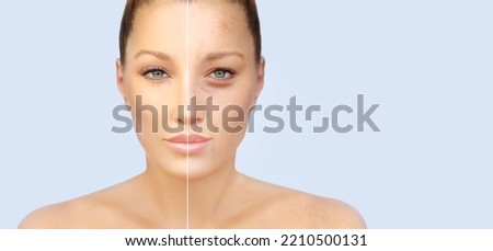 Ageing skin ,internal and external causes of skin aging, signs of skin aging Royalty-Free Stock Photo #2210500131