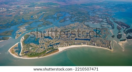 aerial Panorama of Marco Island Florida from approx 6000 feet 2020 Royalty-Free Stock Photo #2210507471