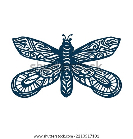 Decorative butterfly single clip art. Vintage vector garden bug icon for eco beauty. Illustration of summer wildlife insect. 