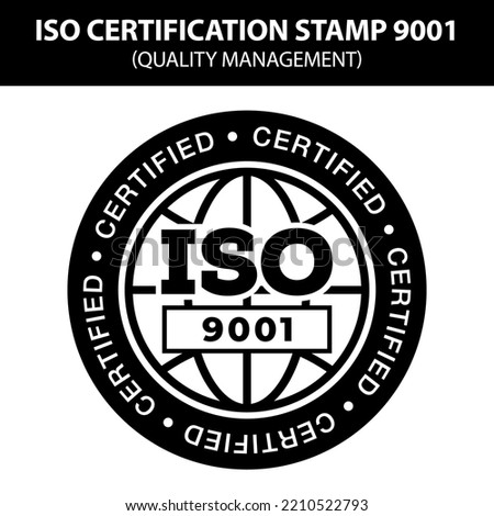 ISO stamp quality. International Organization for Standardization stamp 9001. Popular standards ISO. Quality management certification.