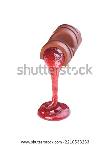 chocolate with liquid raspberry filling Royalty-Free Stock Photo #2210533233
