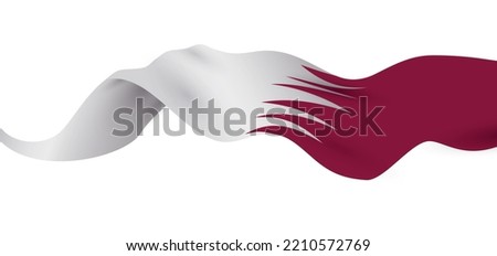 Isolated Qatar flag floating in the air with waving effect in gradient effect. Royalty-Free Stock Photo #2210572769