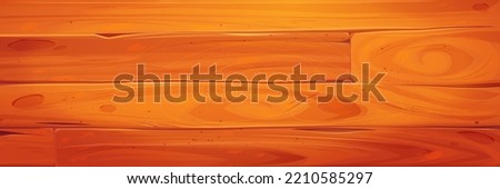 Wooden surface of picnic table, kitchen counter or floor top view. Wood texture of dinner tabletop or desk from boards, timber planks with scratches, vector cartoon illustration Royalty-Free Stock Photo #2210585297