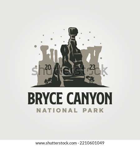 bryce canyon vintage vector symbol illustration design, queens garden symbol Royalty-Free Stock Photo #2210601049