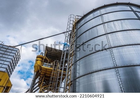 agro silos granary elevator with seeds cleaning line on agro-processing manufacturing plant for processing drying cleaning and storage of agricultural products