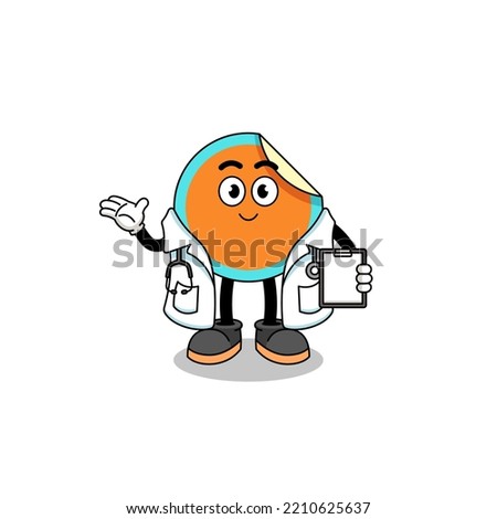 Cartoon mascot of sticker doctor , character design