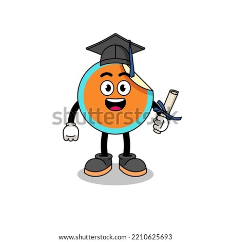 sticker mascot with graduation pose , character design