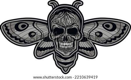 Death's-head hawkmoth with skull, grunge vintage design t shirts
