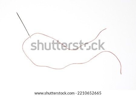 Needle with red thread on a white background. High quality photo