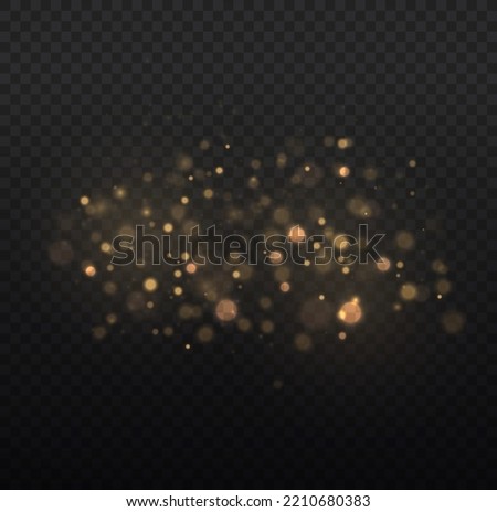 Yellow sparks and golden stars shine with special light. Magic dust and glare. bokeh gold light. Glow defocused effect. Abstract background with blurred effect. Vector illustration.