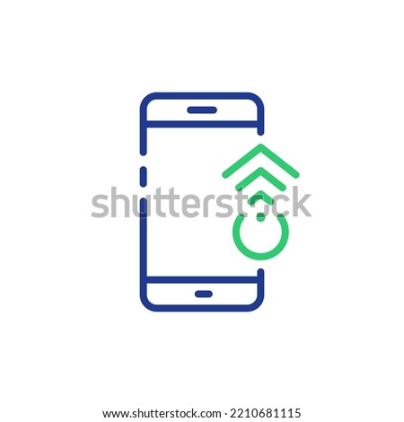 Swipe on Smartphone Line Icon. Scroll Up in Digital Electronic Device Move Gesture Linear Pictogram. Action on Mobile Phone Display Outline Icon. Editable Stroke. Isolated Vector Illustration.