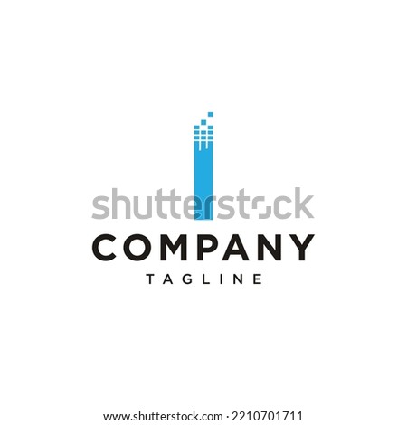 I Letter technology network computer Vector logo icon vector Template