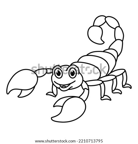 Cute scorpion cartoon characters vector illustration. For kids coloring book.