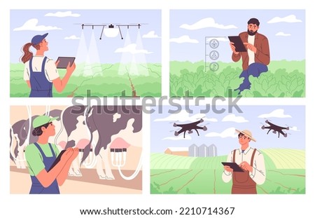 Farmers use new technologies in agriculture. Royalty-Free Stock Photo #2210714367