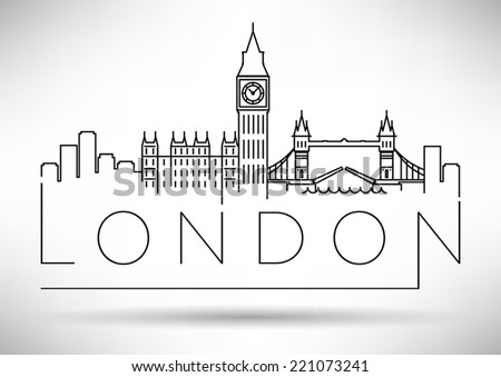 London City Skyline Modern Typographic Design Royalty-Free Stock Photo #221073241