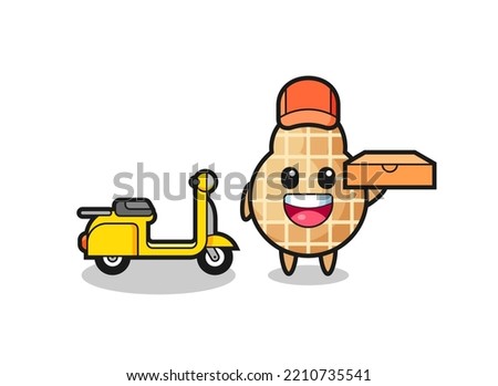 Character Illustration of peanut as a pizza deliveryman , cute design