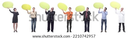group of successful business people with comments
