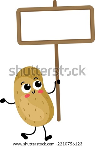 Funny potato holding a blank signboard

