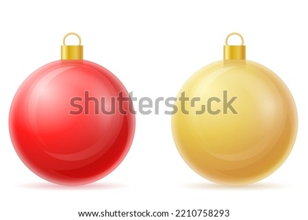 christmas and new year decorative glass ball vector illustration isolated on white background