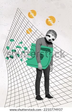 Creative photo 3d collage poster postcard artwork of stressed depressed person disappointed lost business isolated on drawing background