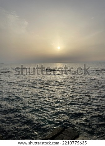 Picture of sunset on the shore of the Mediterranean Sea