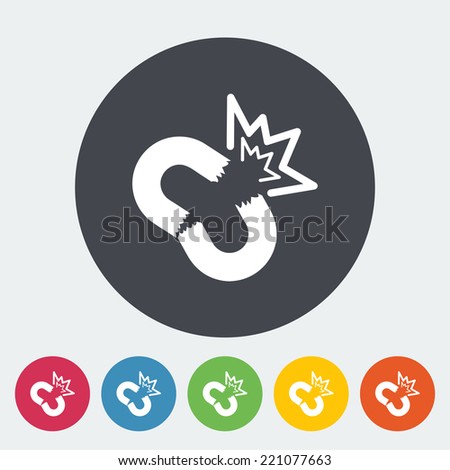 Broken connection. Single flat icon on the circle. Vector illustration.